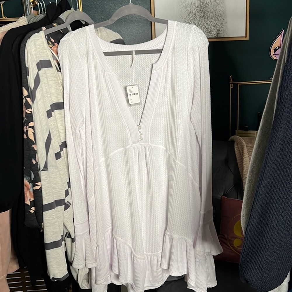 NWT free people white bell sleeve tunic